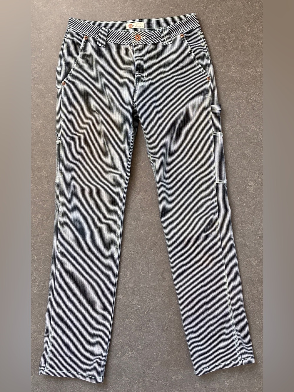 Dickies Navy and White Striped Straight Jeans